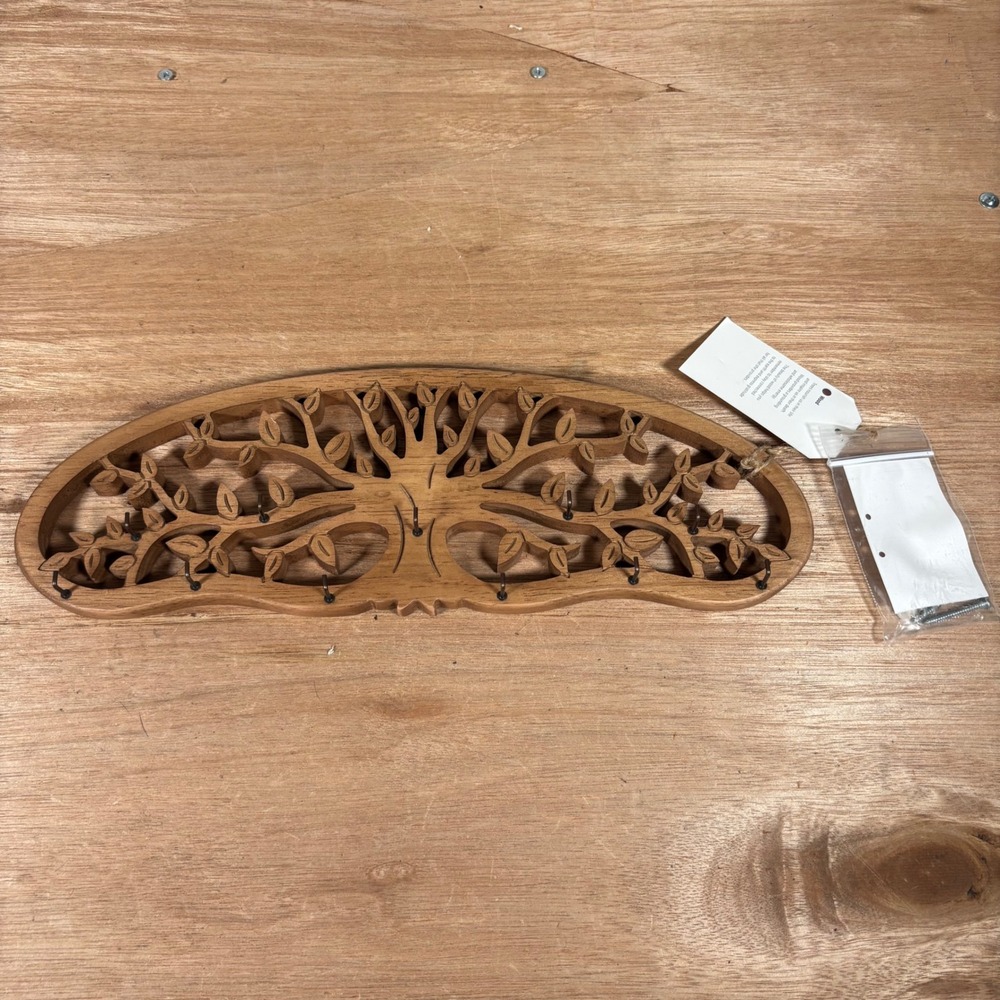 Radiant Home Products Wood Tree of Life Wall Jewelry Organizer Hanger New